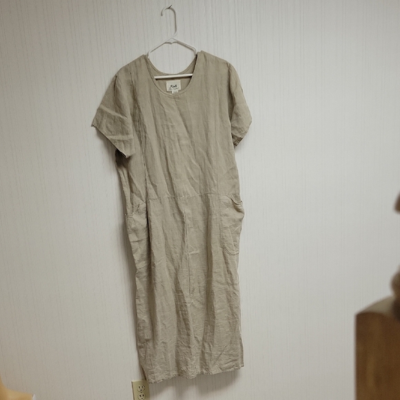 Flax By Jeanne Engelhart 100% Linen Dress. Womens Small Natural. - Picture 1 of 5